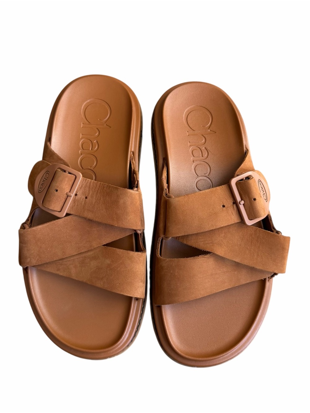 Chaco - Townes Slide Cashew Brown Nubuck Leather Sandals Sz 7